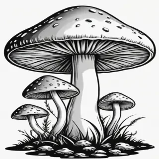 mushroom clipart black and white