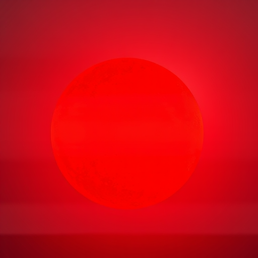 Create a high-resolution digital illustration of a vibrant red sun with textured surfaces, using a Canon EOS R5 camera with a 50mm lens, Aperture f/1.8, ISO 100, and a bright outdoor setting to enhance clarity and detail.