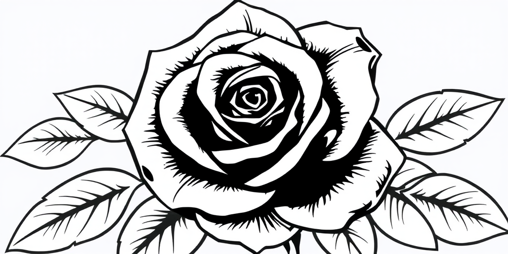 rose clip art black and white