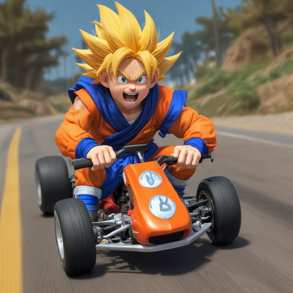 Ssj goku racing in mario kart