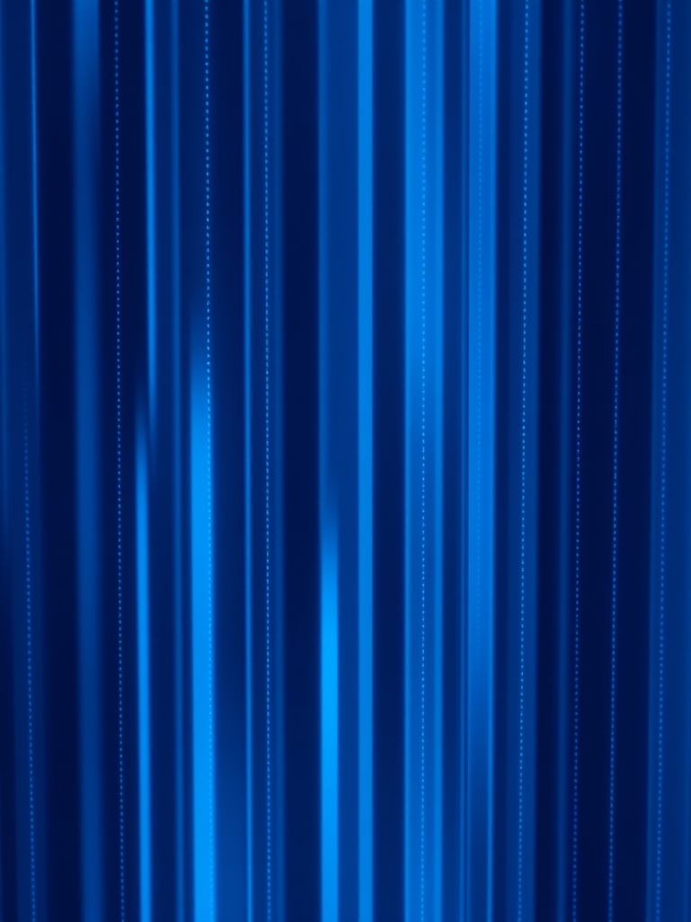 Create a digital abstract image featuring vertical lines and dots in shades of blue, with a smooth gradient background; camera settings: ISO 200, f/8, shutter speed 1/60s; camera view: top-down; camera style: high dynamic range; camera type: digital SLR.