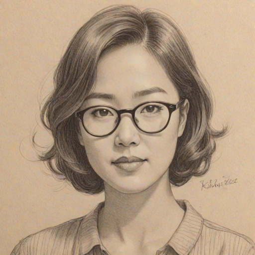 Lovely Keiko Agena, pencil sketch, portrait of Superb woman 1935s in glasses, hair style beatnik, outline, clear lines, fine lines, 8k
