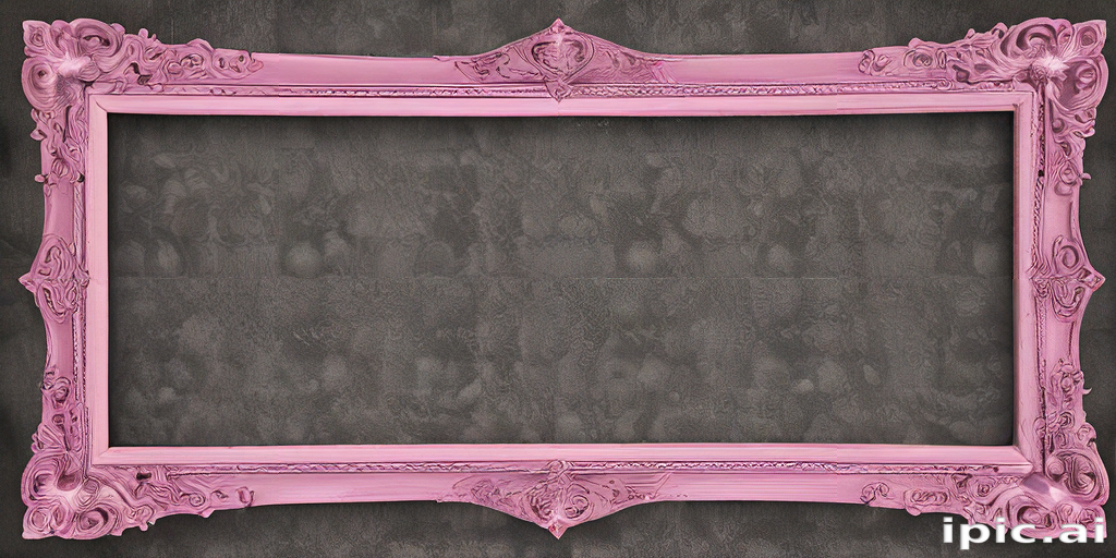 Elegant Pink Picture Frame with Intricate Designs on a Dark Background