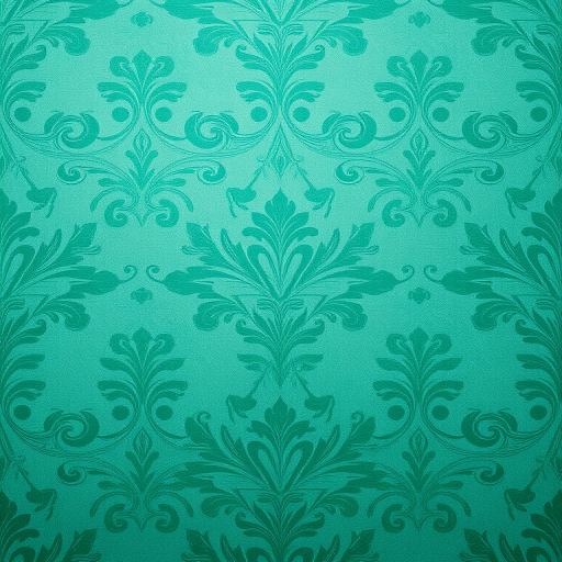 Create a high-resolution textured background featuring a damask pattern in shades of turquoise and green, shot with a Canon EOS R5, 50mm lens, f/2.8 aperture, ISO 100, with a soft focus and even lighting.