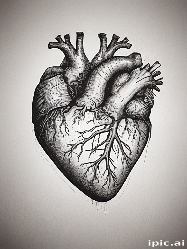 Intricate Artistic Representation of a Heart with Detailed Vascular ...
