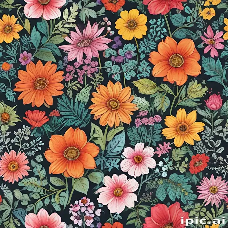 color drawings of flowers