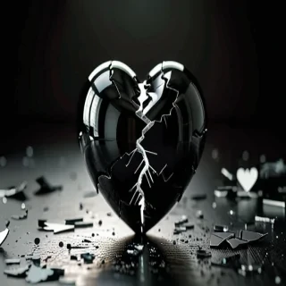 broken heart in black