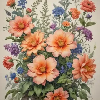 drawings of flowers in color