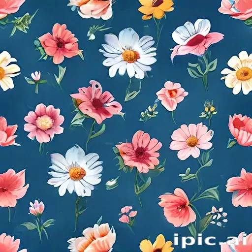 blue background with flowers