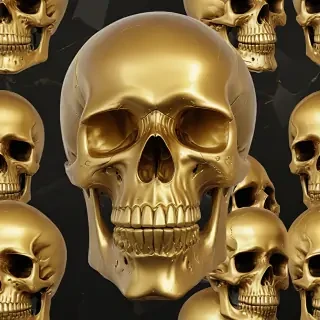 transparent gold skull
