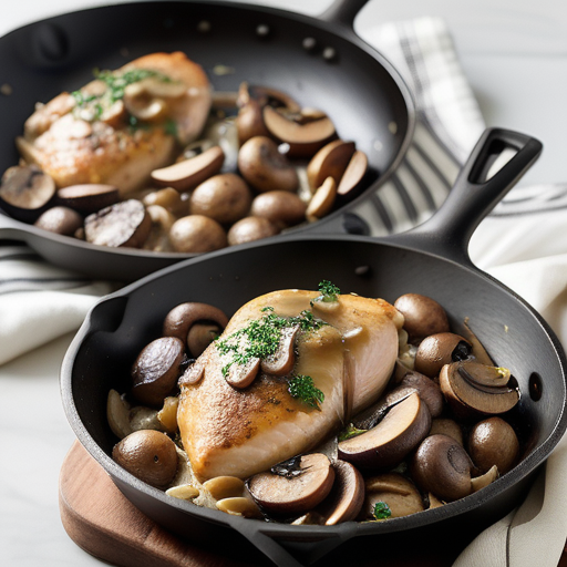 skillet chicken with mushrooms and caramelized onions