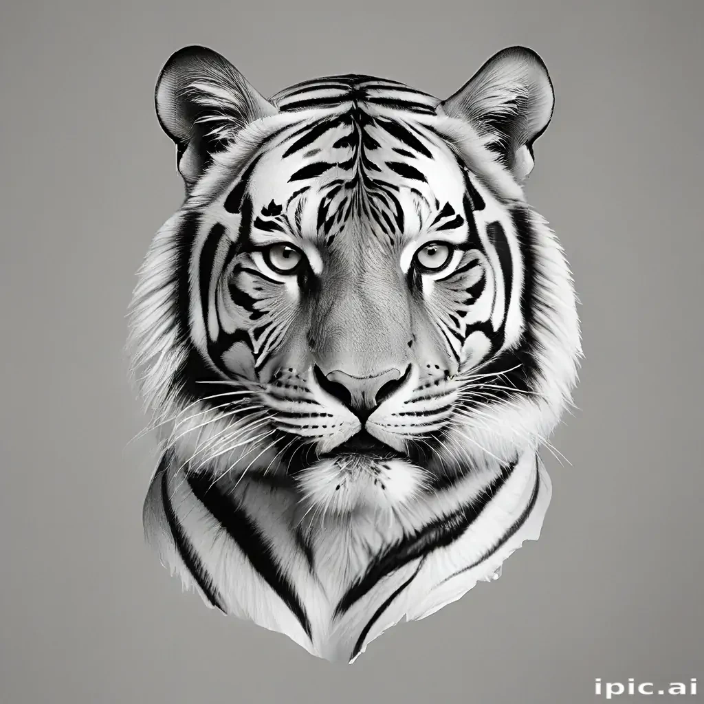tiger clipart black and white