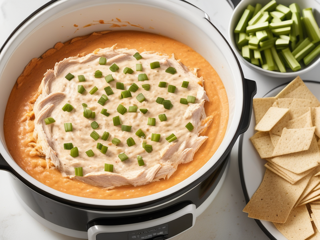 slow cooker buffalo chicken dip with raw chicken