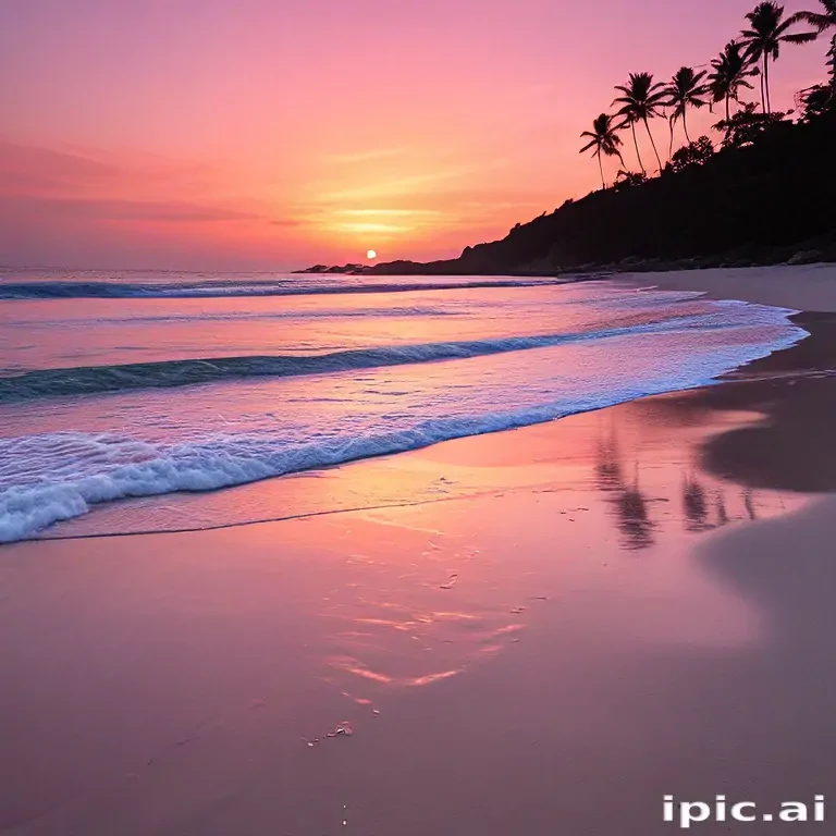 pink beach sunset