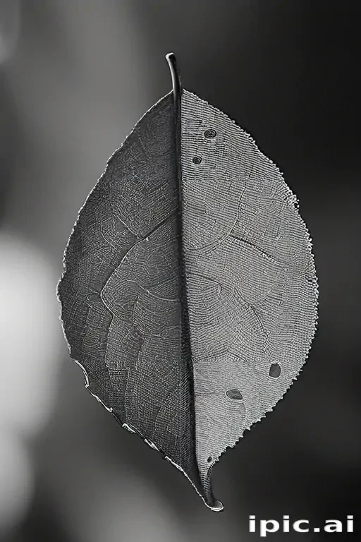 leaf in black and white