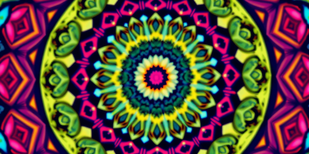 Generate an intricate mandala design with vibrant colors and intricate patterns, shot with a DSLR camera using a 50mm lens, f/1.8 aperture, ISO 100, and a shallow depth of field to enhance detail.