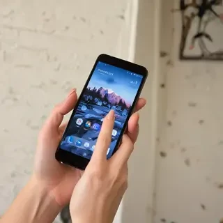 holding phone
