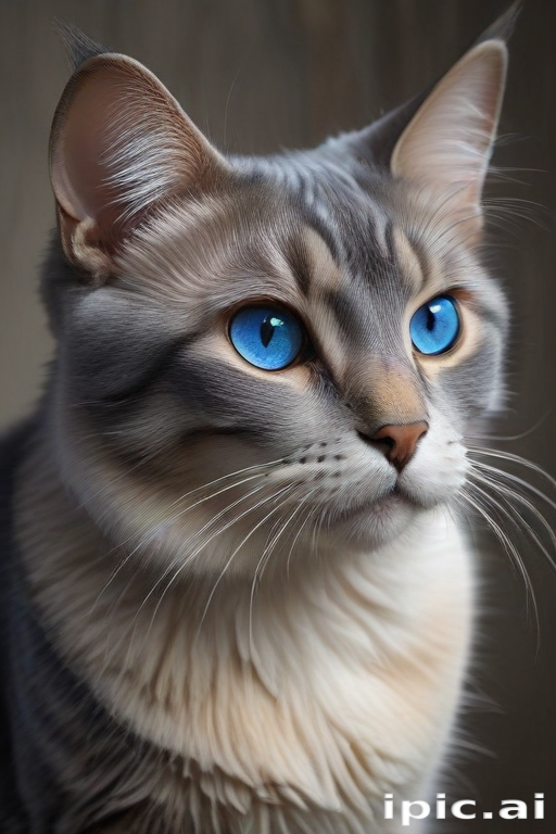 Majestic Cat with Striking Blue Eyes and Elegant Fur Details