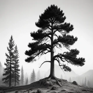 black and white pine tree clip art