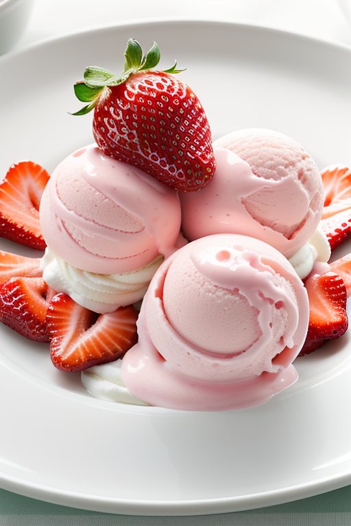 strawberry with vanilla ice cream