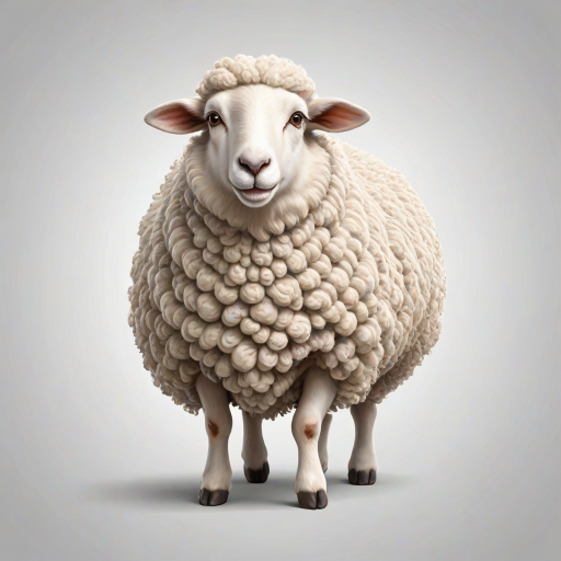 vector illustration, cute sheep, dynamic pose, isolated on white background