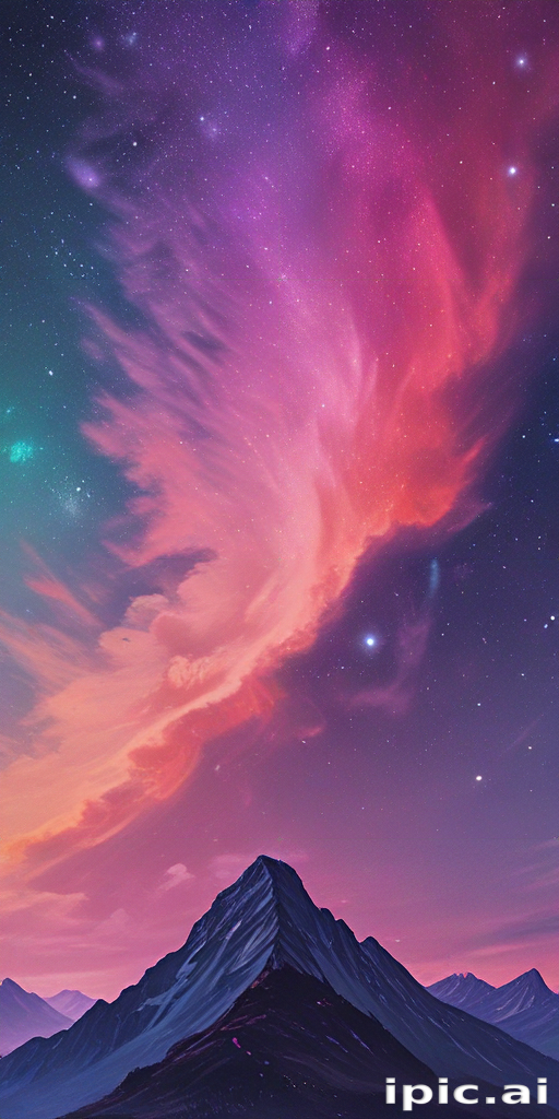 Majestic Mountain Under a Vibrant Sky Filled with Colorful Clouds