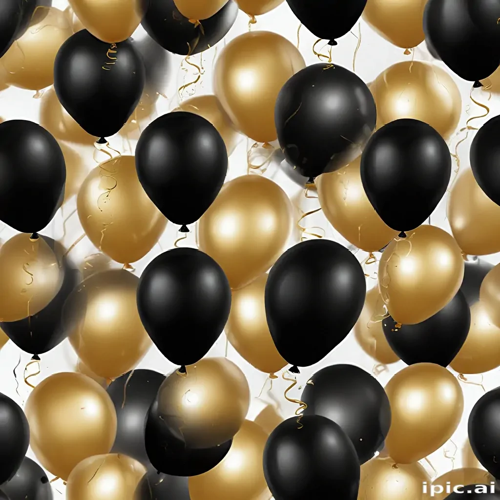black and gold balloons png