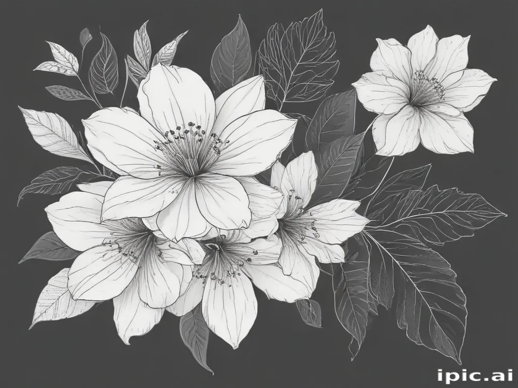 floral line art