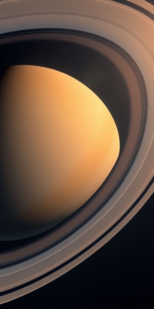 Generate a highly detailed image of Saturn with its rings and a moon in view, using a DSLR camera type with a 50mm lens, aperture set to f/11, ISO 100, shutter speed 1/125s, capturing a clear view from space with a focus on vibrant colors and textures of the planet and rings.
