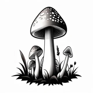 mushroom clipart black and white