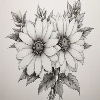 aesthetic flowers drawing
