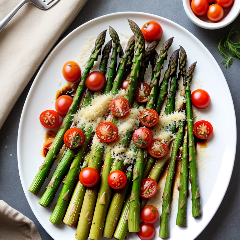 parmesan roasted asparagus with tomatoes and balsamic