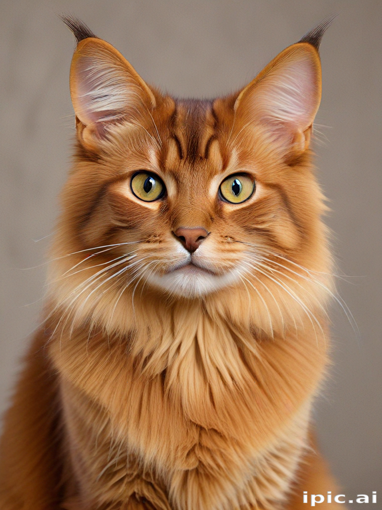 A Majestic Maine Coon Cat with Striking Golden Eyes and Fluffy Fur
