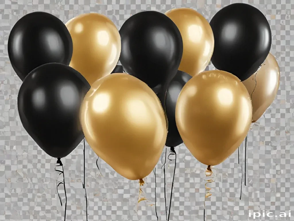 black and gold balloons png