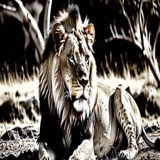 lion black and white