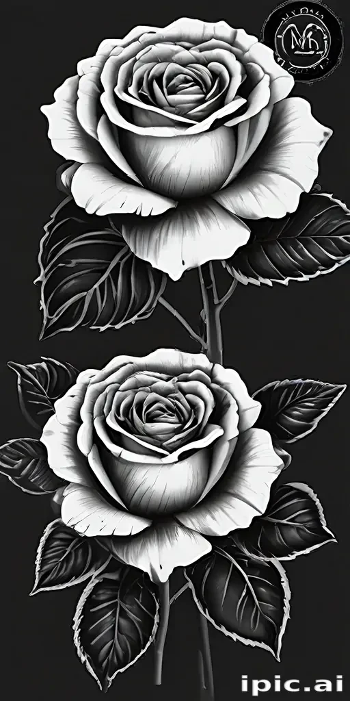roses clipart black and white