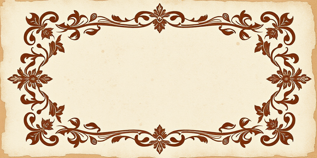 Create a vintage decorative frame with intricate floral and ornamental designs, featuring muted earth tones and a soft, textured background, shot with a DSLR camera at f/8 with a 50mm lens, natural lighting, and a slight vignette effect to enhance the details.