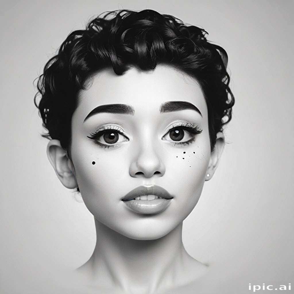 Elegant Portrait of a Young Woman with Curly Hair and Expressive Features