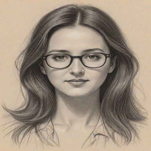 Stunning Vanessa Carlton, pencil sketch, portrait of Bewitching woman 1942s in glasses, hair style beatnik, outline, clear lines, fine lines, 8k