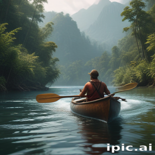 Serene Journey Through Lush Green Mountains in a Canoe Adventure
