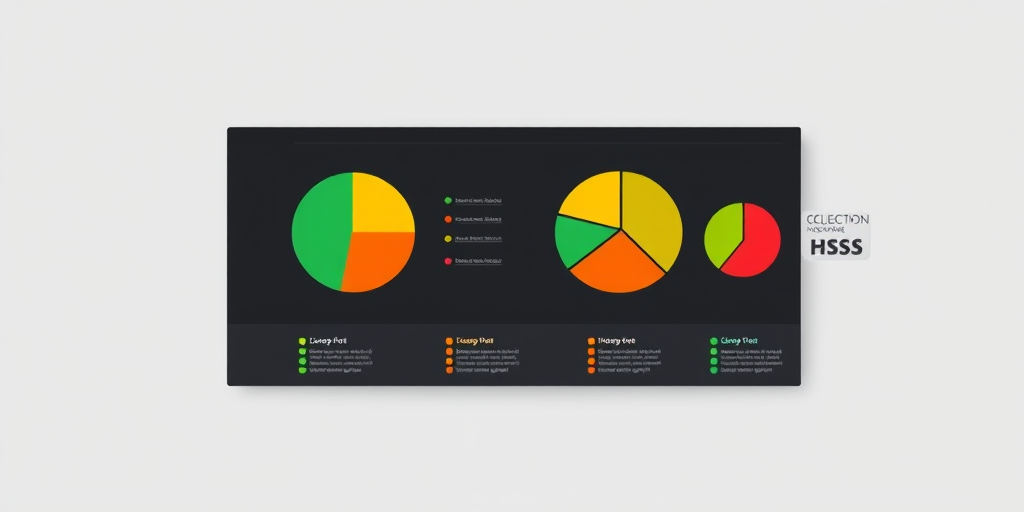 Create a vector-style infographic showing pie charts of varying sizes with a color palette of green, yellow, orange, and red against a minimalist black background, using a high-resolution digital camera with a 50mm lens, f/1.8 aperture, ISO 100, and soft lighting for enhanced clarity and detail.