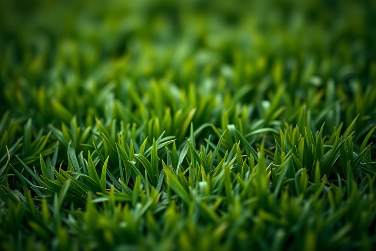 Generate a textured green background resembling pixelated grass with high detail, using a Canon EOS 5D Mark IV, aperture f/8, ISO 100, 50mm lens, with a shallow depth of field and macro perspective for enhanced clarity.