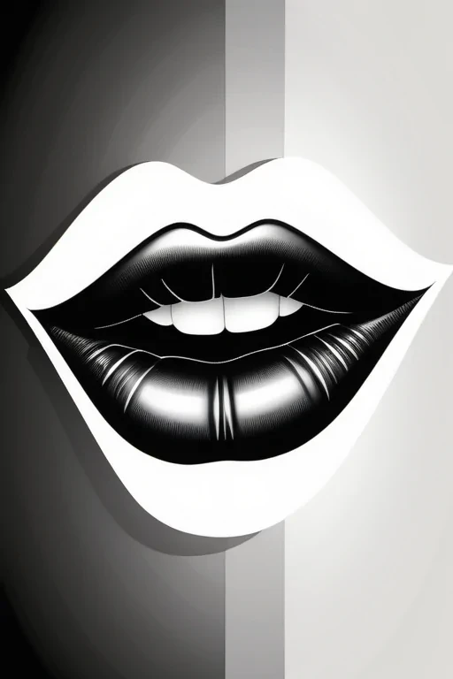 lips black and white clipart