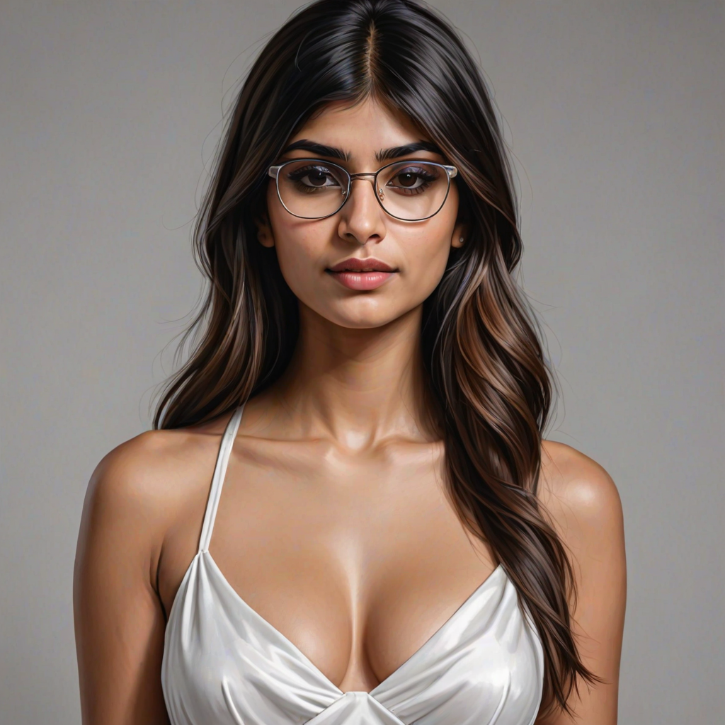 mia khalifa, digital painting,  digital illustration,  stunning girl, make up , white silk dress extreme detail,  digital art,  4k,  ultra hd