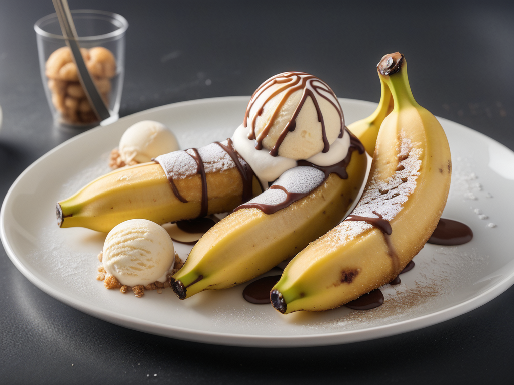 fried banana with ice cream