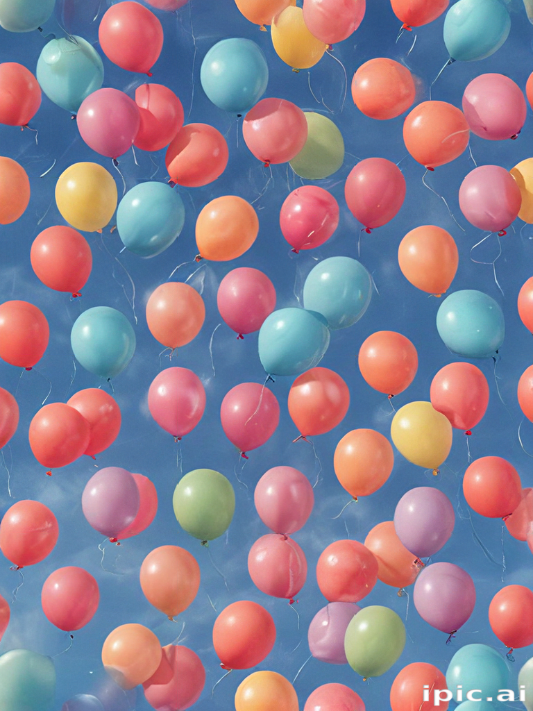 Colorful Balloons Floating Against a Bright Blue Sky in a Cheerful Display
