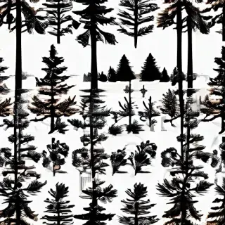 black and white pine tree clipart