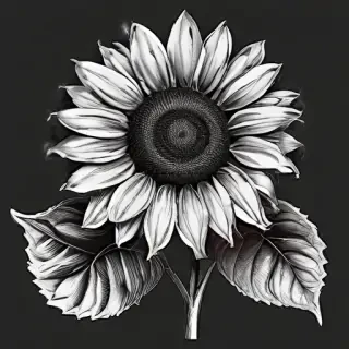 clip art sunflower black and white
