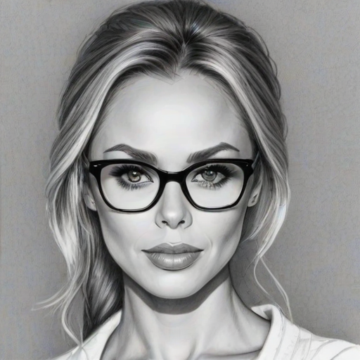Gorgeous Laura Vandervoort, pencil sketch, portrait of Beauteous woman 1954s in glasses, hair style beatnik, outline, clear lines, fine lines, 8k