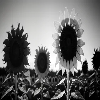 black and white sunflower